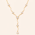 Luxury Y-Chain Wave Diamond Necklace | Heart & Oval Pendant