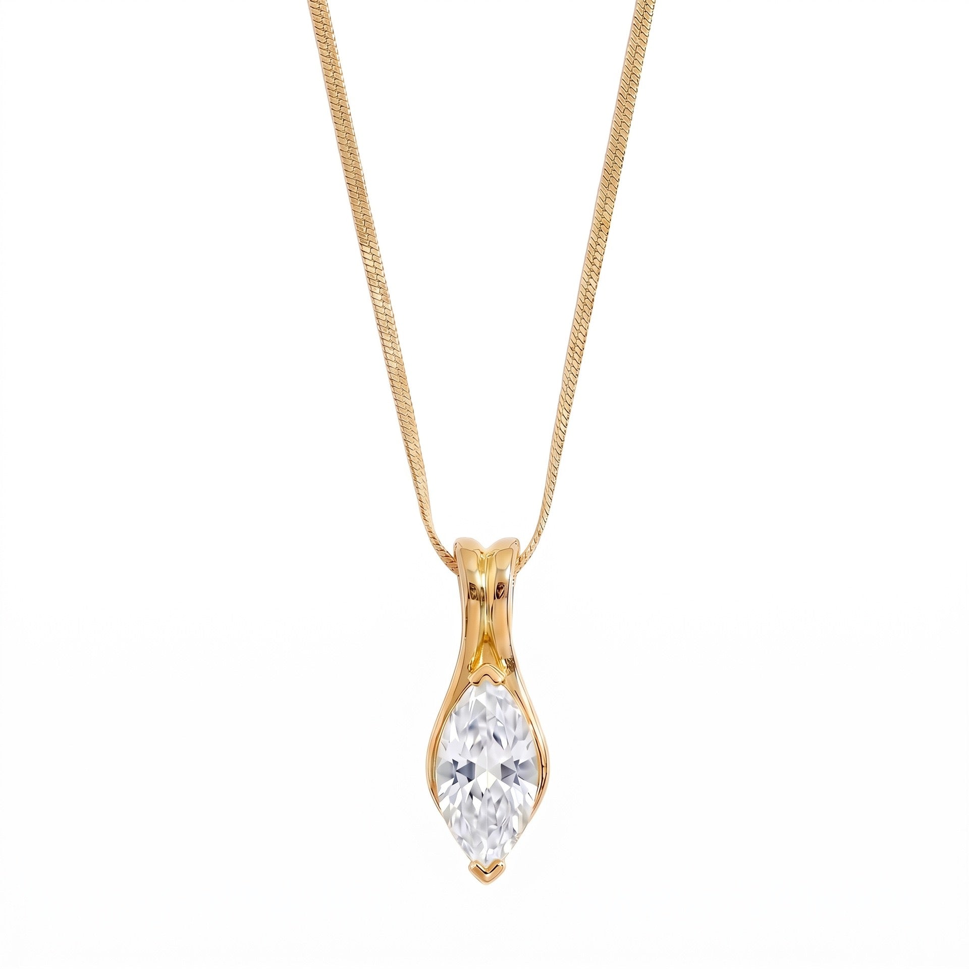 Titanium Steel Gold Diamond-Inlaid Necklace | Multi-Style Chain – Herringbone, Snake, Ball Chain