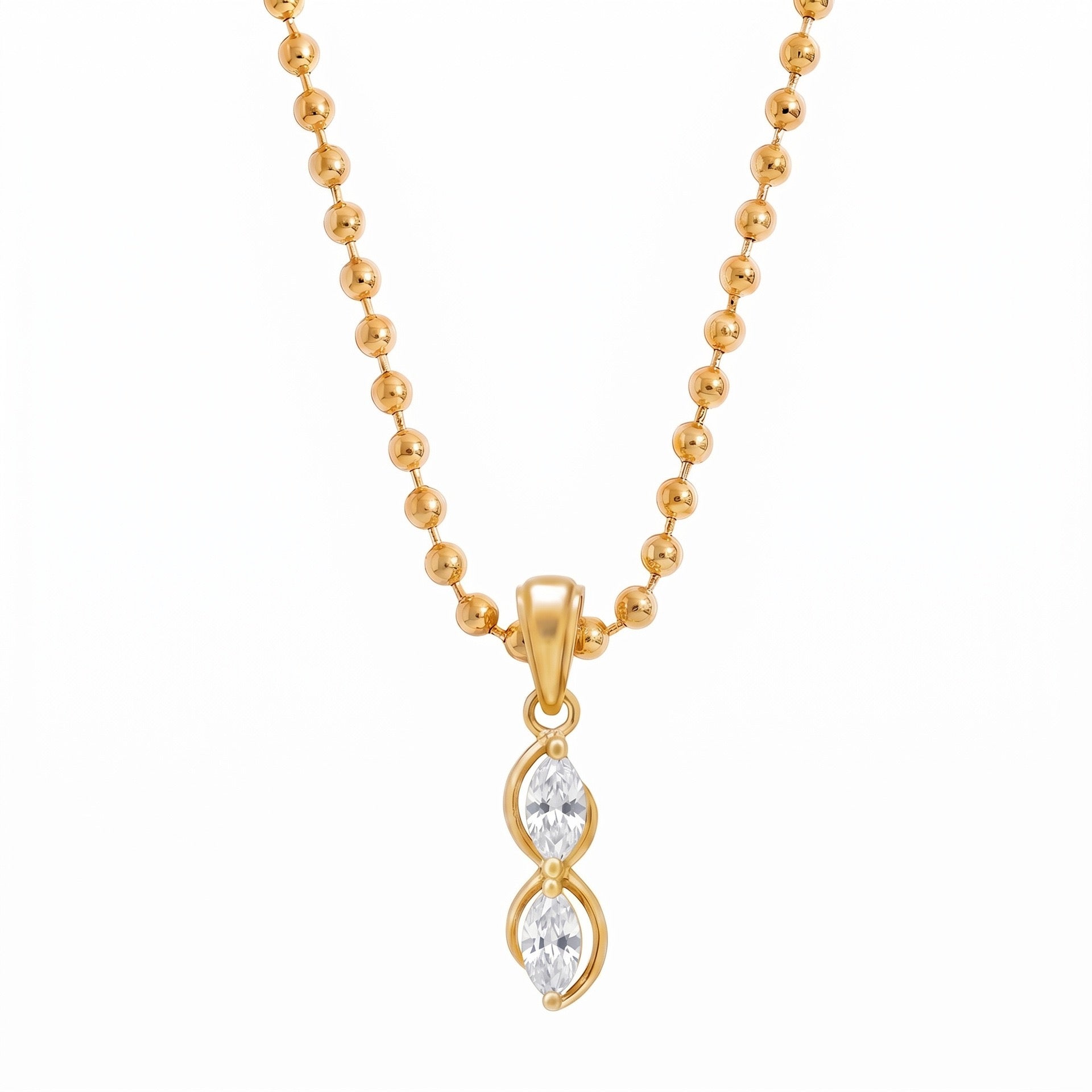 Titanium Steel Gold Diamond-Inlaid Necklace | Multi-Style Chain – Herringbone, Snake, Ball Chain