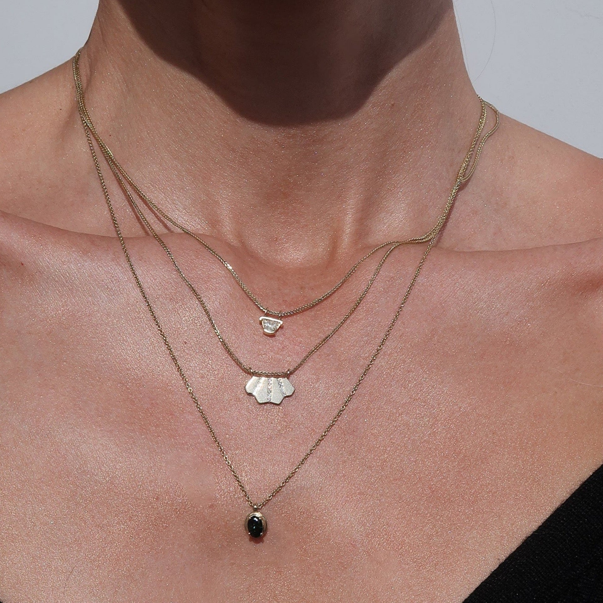 European Luxury Versatile Multi-Style White Diamond Necklace | Half Moon, Square Clasp, Marquise & Fan Shape