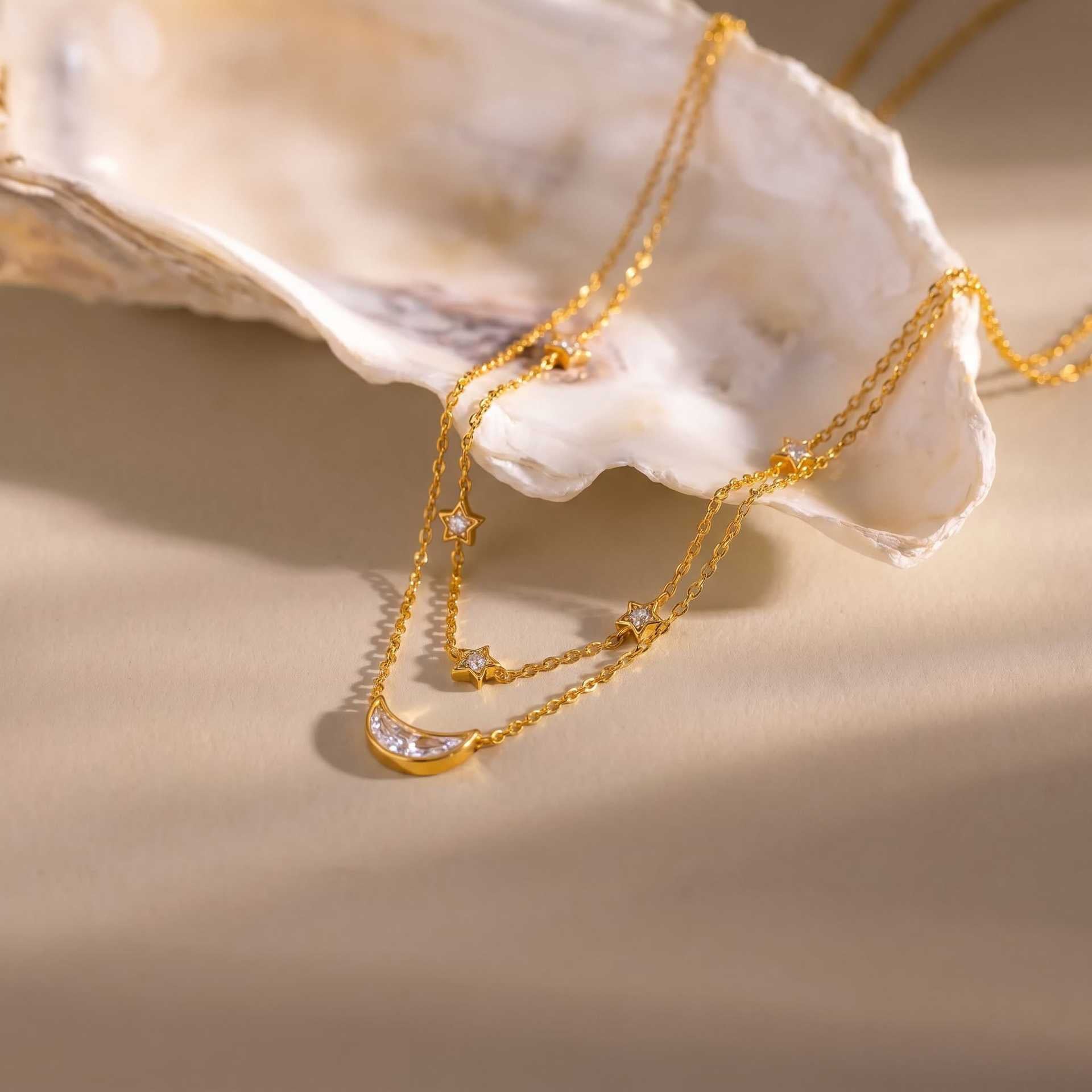 Luxury Layered Necklace | Heart, Princess Cut, Star, Moon & Marquise Diamond – Stackable Everyday Wear