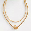 Luxury Layered Crescent & Heart Pendant Necklace | Ball Chain & Snake Chain – Multi-Style Everyday Wear