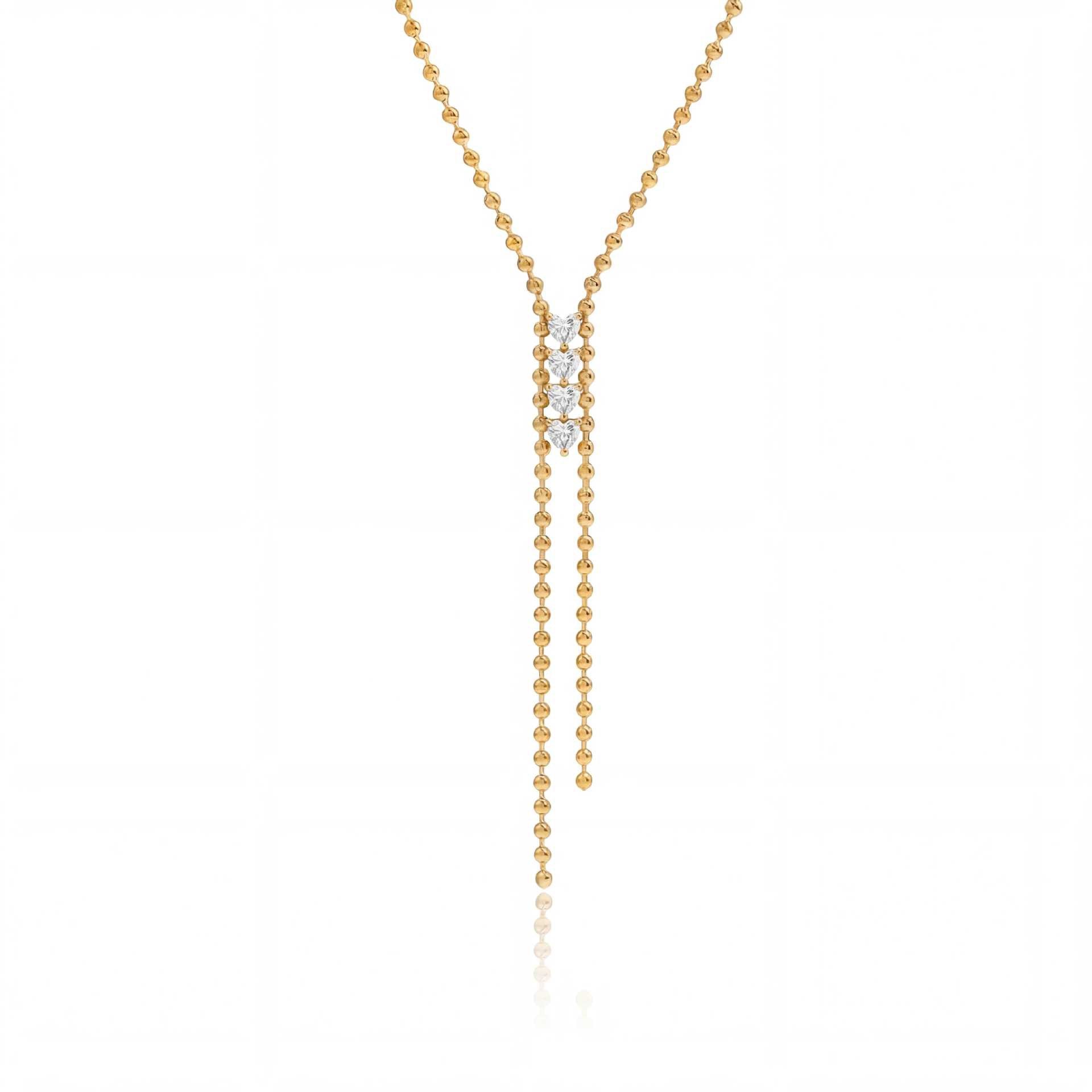 Vintage Gold Layered Necklace | Heart & Teardrop Diamond Tassel – Luxury Statement Piece