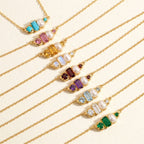 Luxury Gemstone & Pearl Bar Necklace | Multi-Color 18K Gold Plated – 12 Birthstone Options - UMI