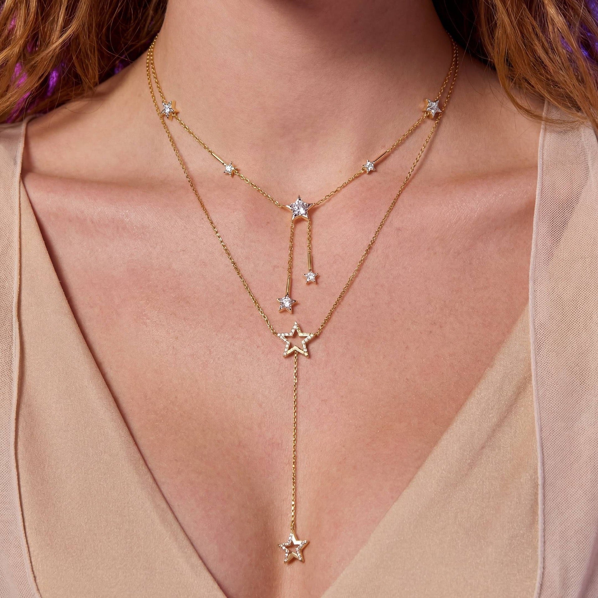 Luxury Layered Star Tassel Necklace | Stackable Statement Piece
