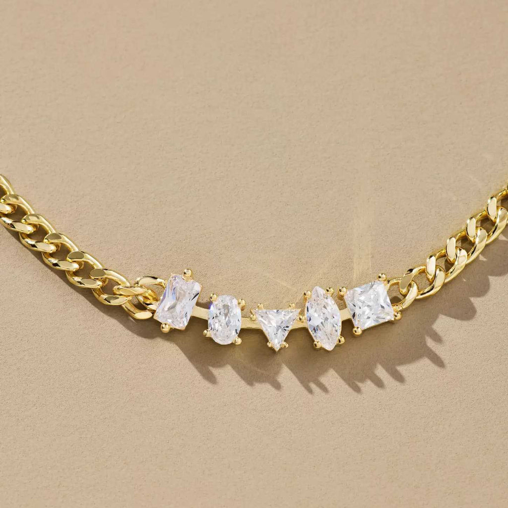 Creative Triple Layer Diamond Necklace | Stackable Linear Collarbone Chain