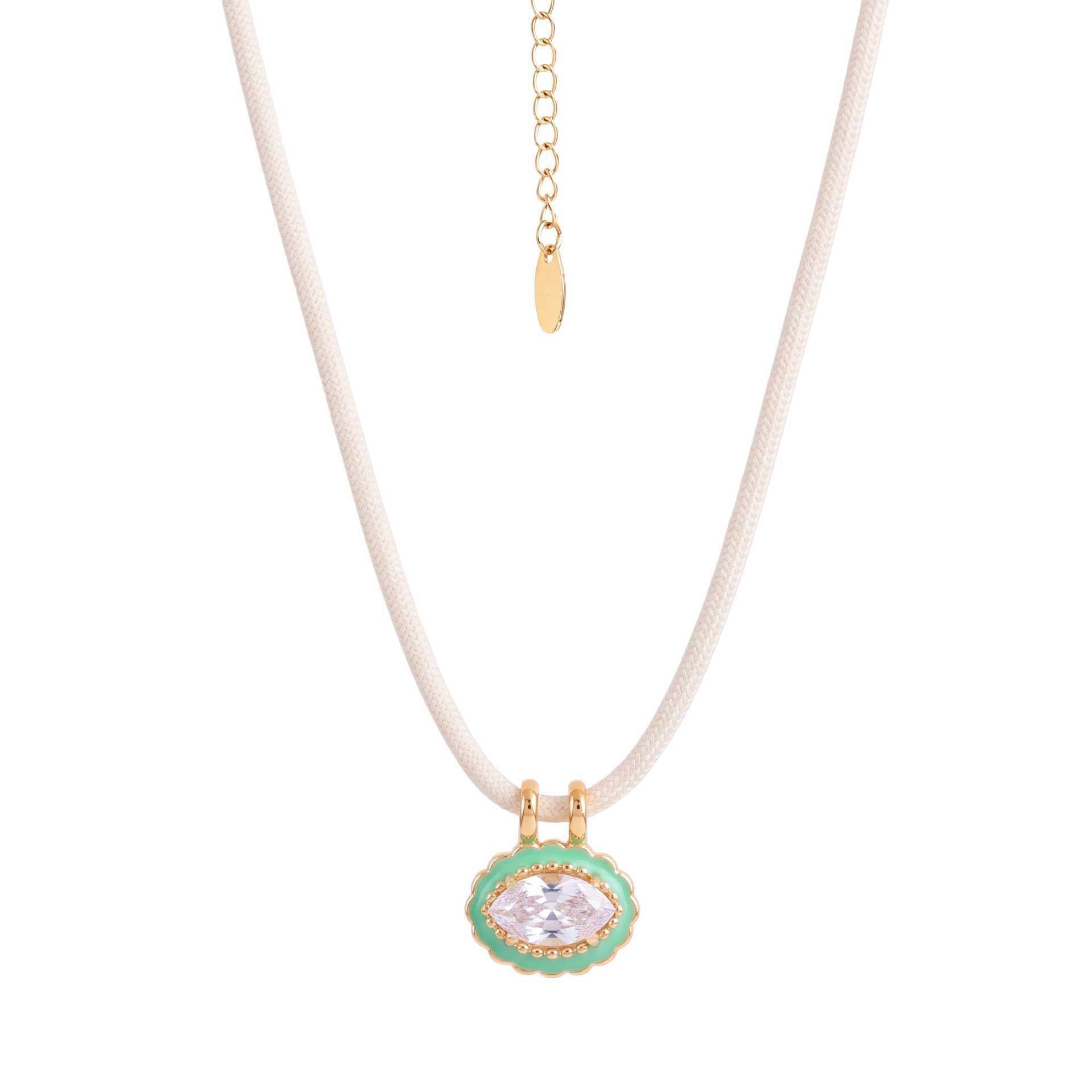 Bohemian Oval Zircon Colourful Rope Chain DIY Pendant Necklace | Tarnish-Resistant