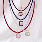 Bohemian Oval Zircon Colourful Rope Chain DIY Pendant Necklace | Tarnish-Resistant - UMI