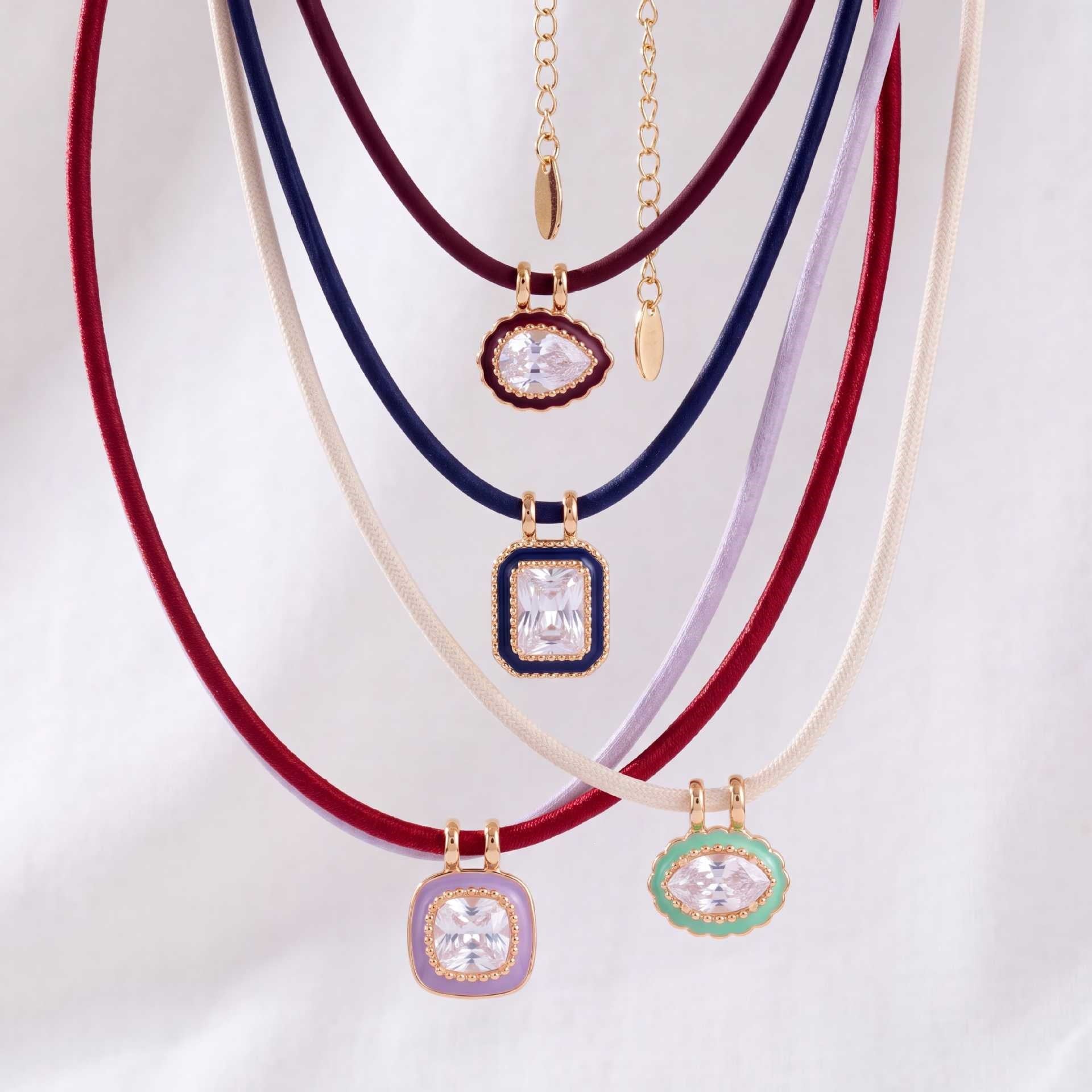Bohemian Oval Zircon Colourful Rope Chain DIY Pendant Necklace | Tarnish-Resistant
