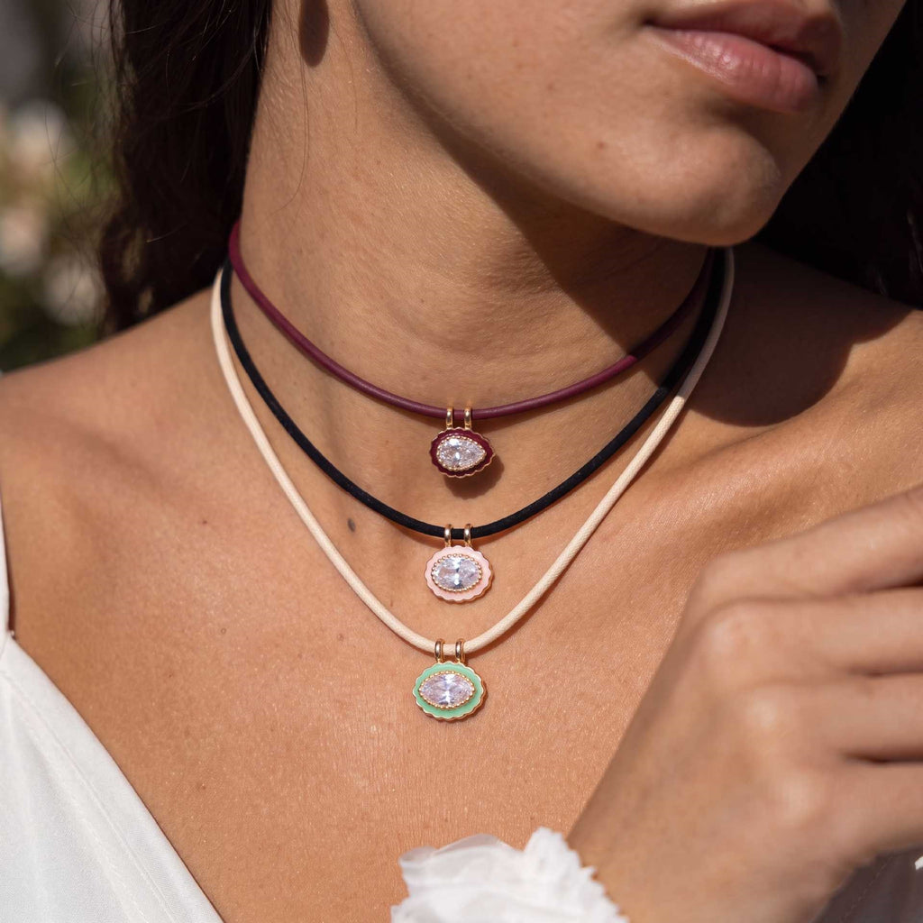 Bohemian Oval Zircon Colourful Rope Chain DIY Pendant Necklace | Tarnish-Resistant