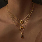 Bestselling Tiger's Eye Stone Necklace | Minimalist Versatile Collarbone Chain | Tarnish-Resistant - UMI