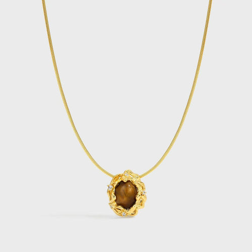 Bestselling Tiger's Eye Stone Necklace | Minimalist Versatile Collarbone Chain | Tarnish-Resistant