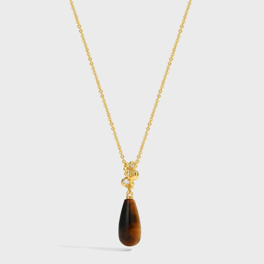 Bestselling Tiger's Eye Stone Necklace | Minimalist Versatile Collarbone Chain | Tarnish-Resistant