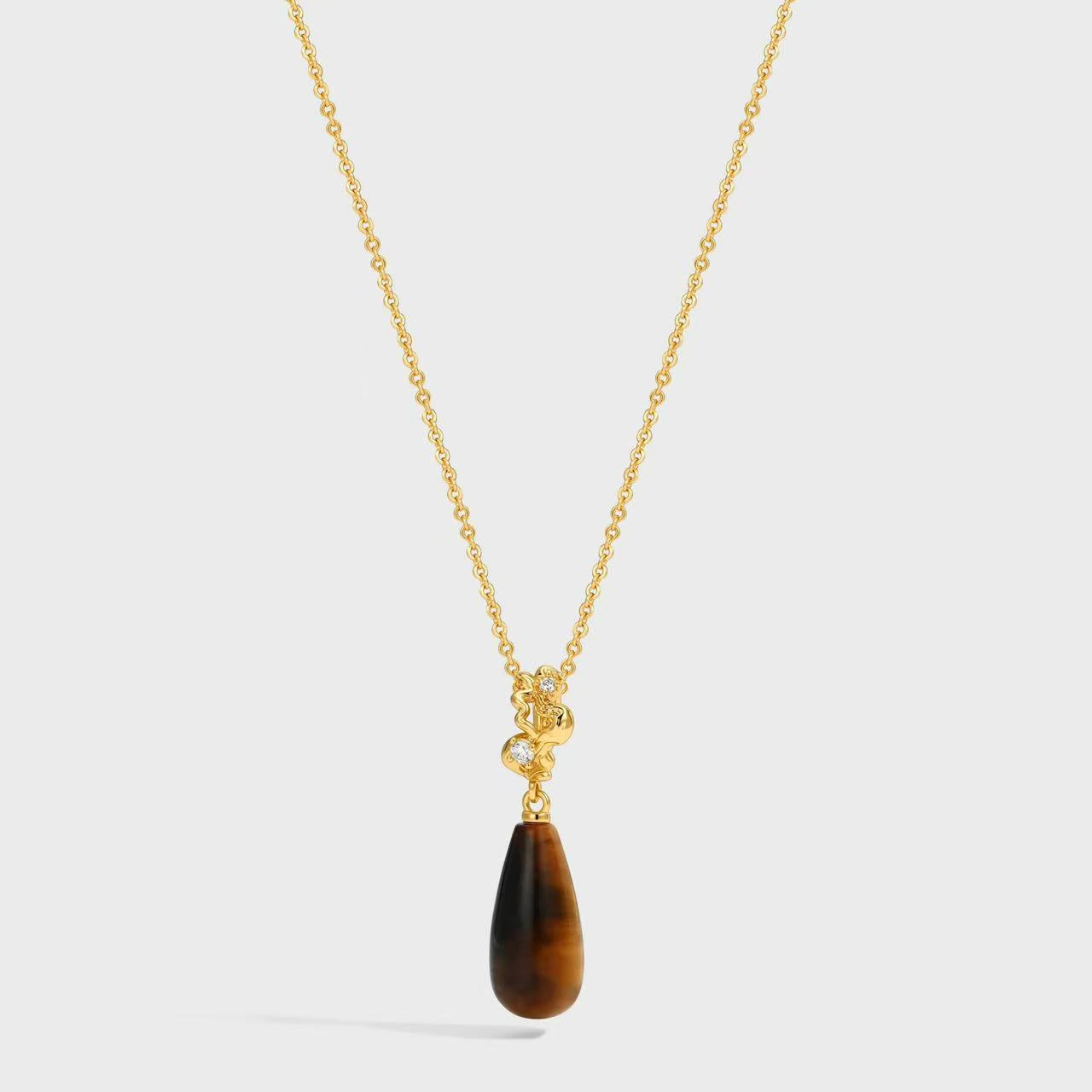 Bestselling Tiger's Eye Stone Necklace | Minimalist Versatile Collarbone Chain | Tarnish-Resistant