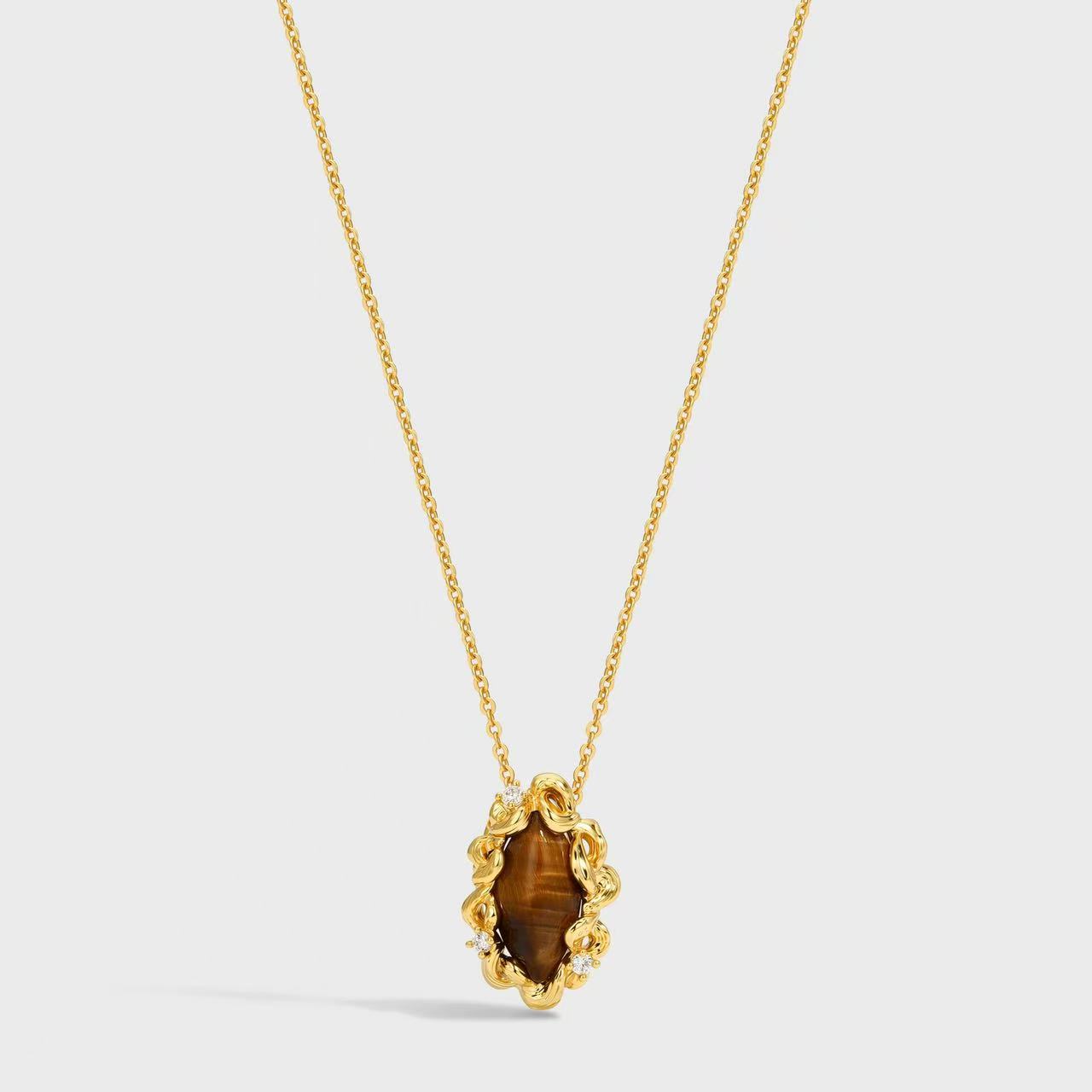 Bestselling Tiger's Eye Stone Necklace | Minimalist Versatile Collarbone Chain | Tarnish-Resistant