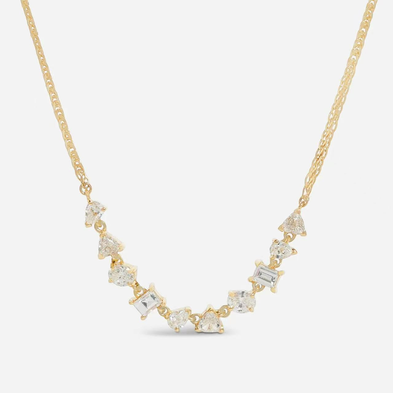 Luxury Full Gold Diamond Necklace | Dot Pavé, Bubble & Tassel Multi-Style Versatile