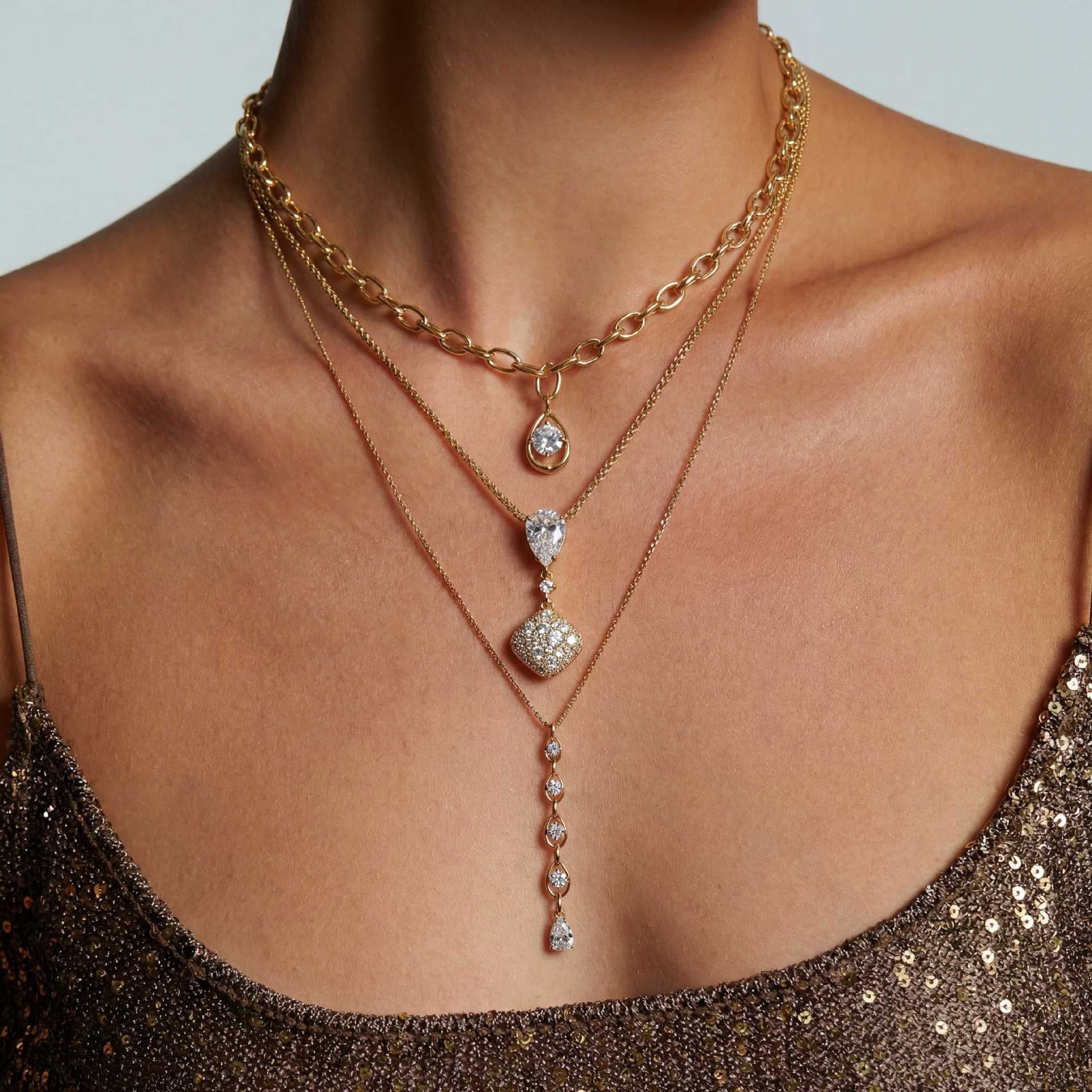 Minimalist Multi-Layer Sequin & Crystal Necklace | Versatile Everyday Wear