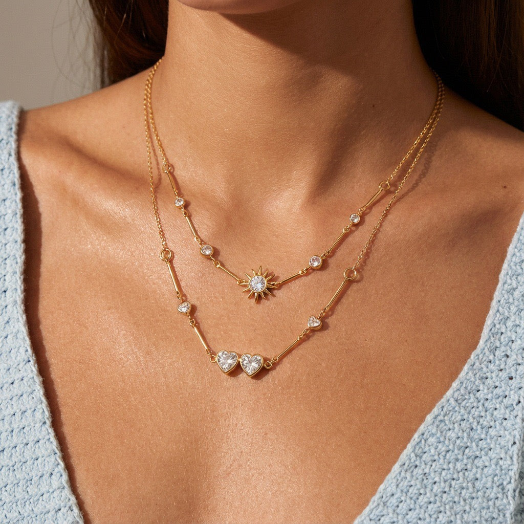 Bestselling Sunflower Diamond Pendant Gold Necklace | Minimalist Versatile Collarbone Chain