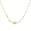 Bestselling Sunflower Diamond Pendant Gold Necklace | Minimalist Versatile Collarbone Chain