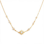 Bestselling Sunflower Diamond Pendant Gold Necklace | Minimalist Versatile Collarbone Chain - UMI