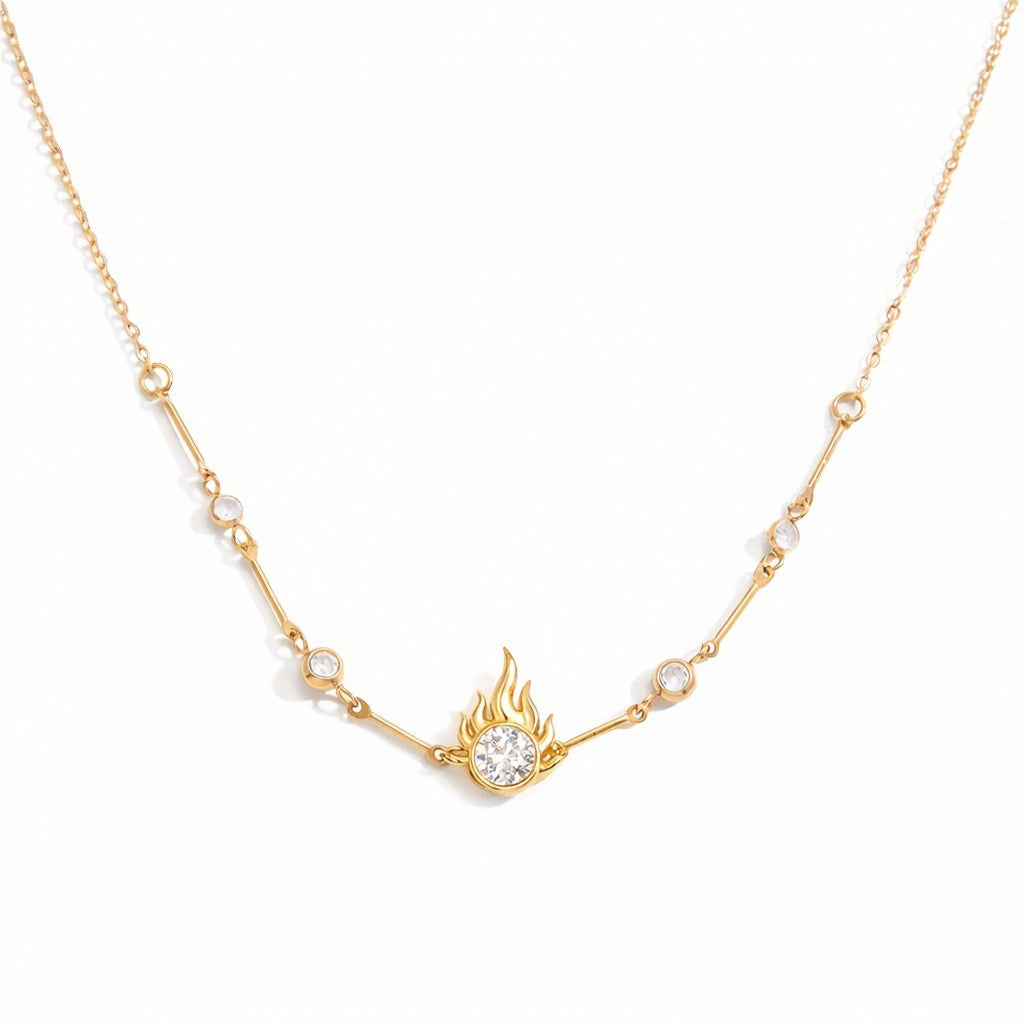 Bestselling Sunflower Diamond Pendant Gold Necklace | Minimalist Versatile Collarbone Chain