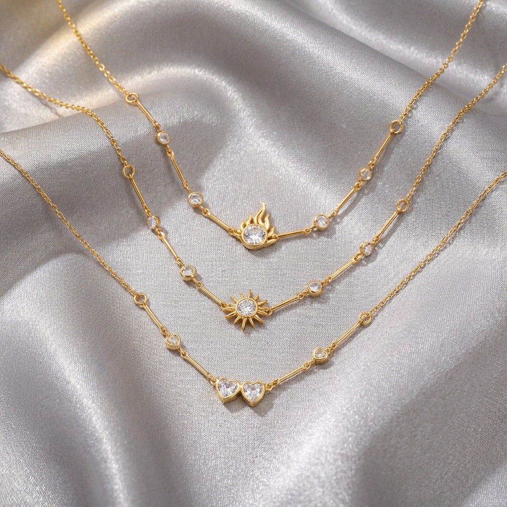 Bestselling Sunflower Diamond Pendant Gold Necklace | Minimalist Versatile Collarbone Chain