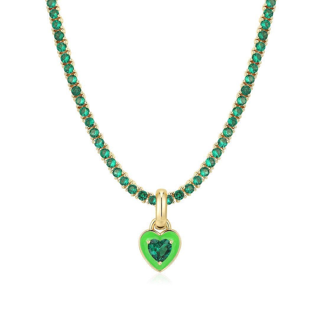Tennis Chain Colourful Zircon Necklace | Emerald Zircon Choker | Luxury Tarnish-Resistant