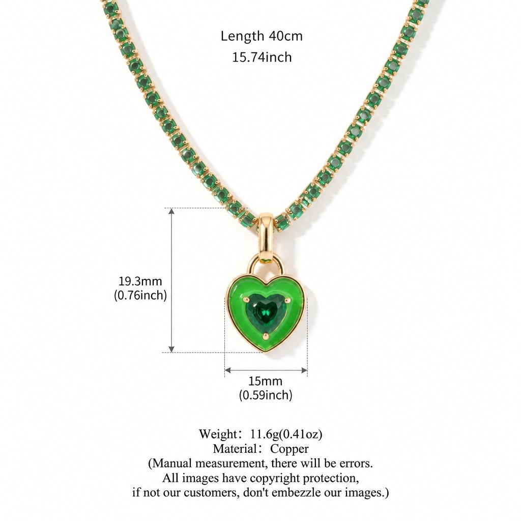 Tennis Chain Colourful Zircon Necklace | Emerald Zircon Choker | Luxury Tarnish-Resistant