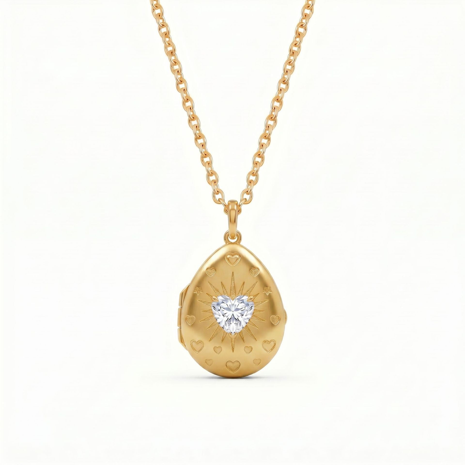 Vintage Gold Photo Locket Necklace | Heart, Teardrop & Rectangle Multi-Style