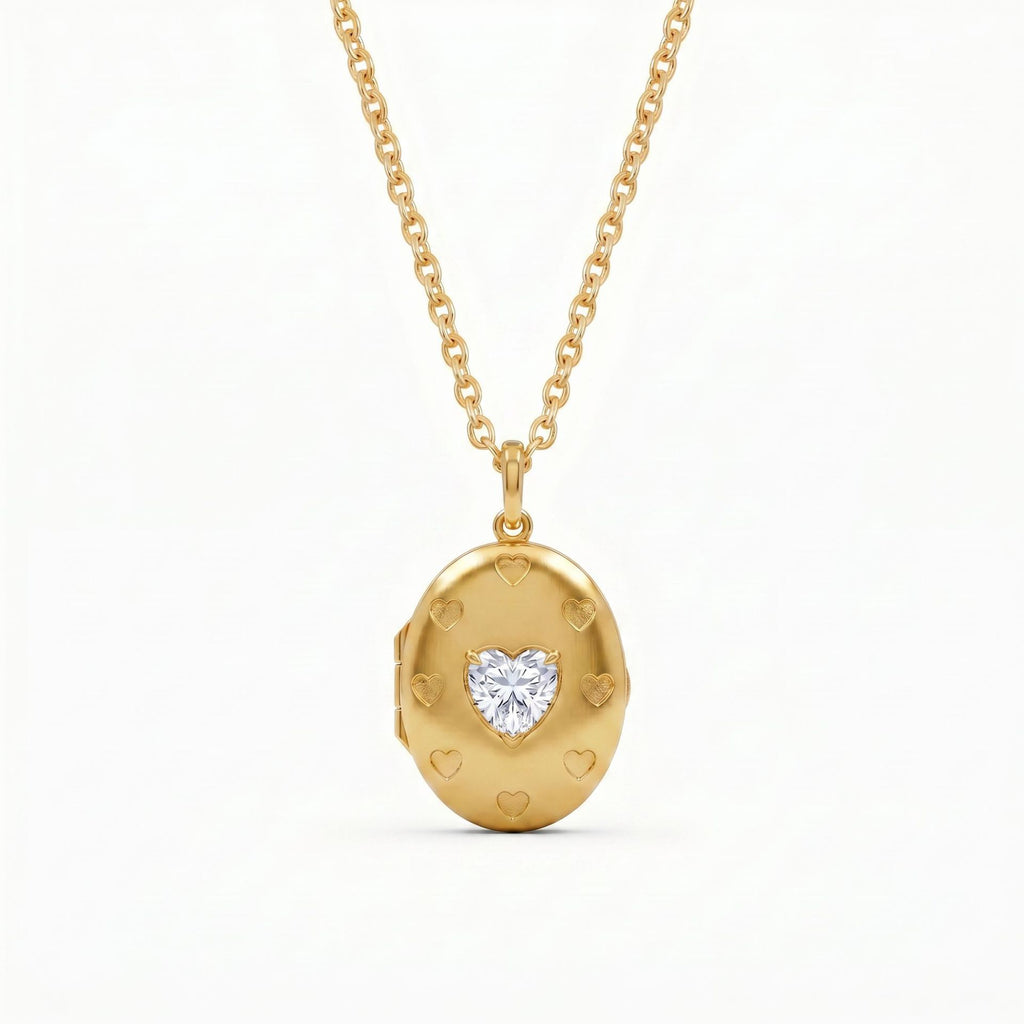 Vintage Gold Photo Locket Necklace | Heart, Teardrop & Rectangle Multi-Style