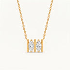 Luxury Minimalist White Diamond Heart & Marquise Necklace | 18K Gold Plated | Everyday Versatile - UMI