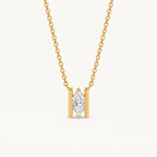 Luxury Minimalist White Diamond Heart & Marquise Necklace | 18K Gold Plated | Everyday Versatile - UMI