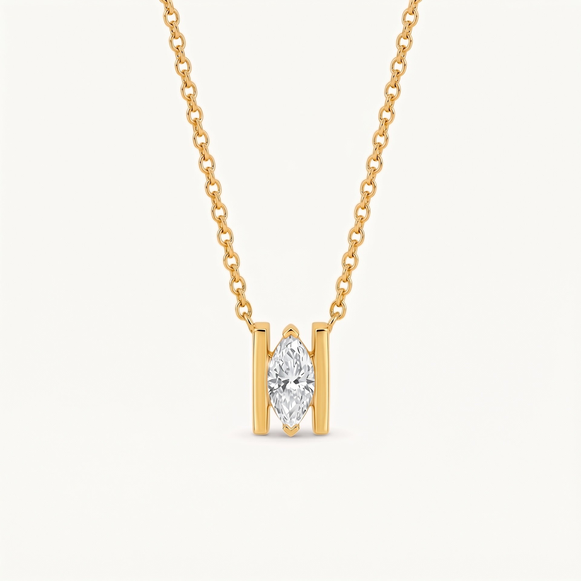 Luxury Minimalist White Diamond Heart & Marquise Necklace | 18K Gold Plated | Everyday Versatile
