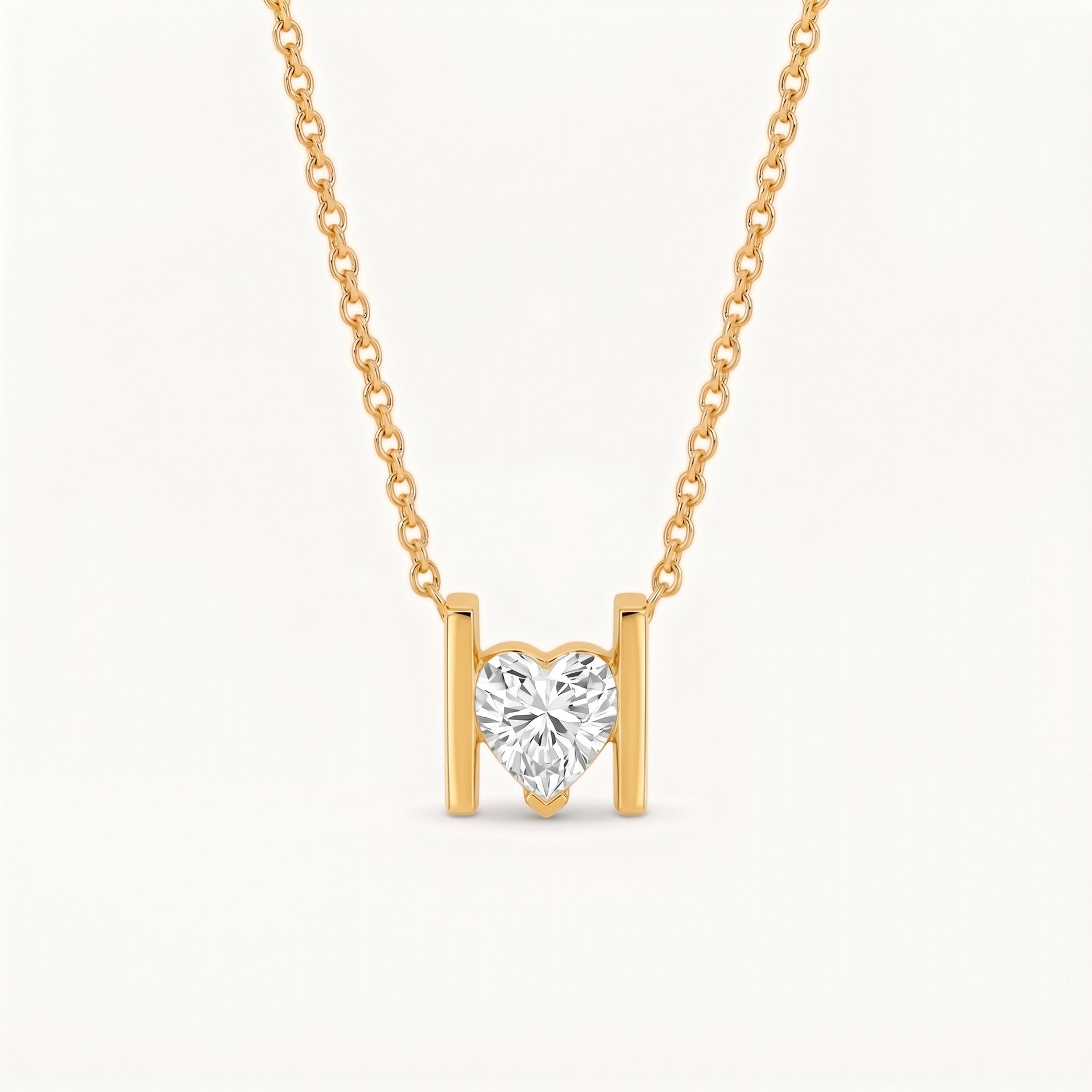 Luxury Minimalist White Diamond Heart & Marquise Necklace | 18K Gold Plated | Everyday Versatile