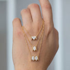 Luxury Minimalist White Diamond Heart & Marquise Necklace | 18K Gold Plated | Everyday Versatile - UMI