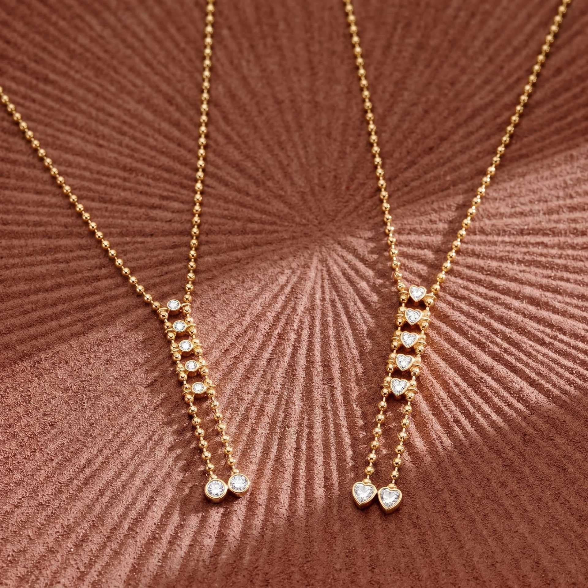 Luxury Titanium Steel Gold Bead Necklace | Y-Chain, Tassel, Pearl & Diamond | Everyday Versatile Gift