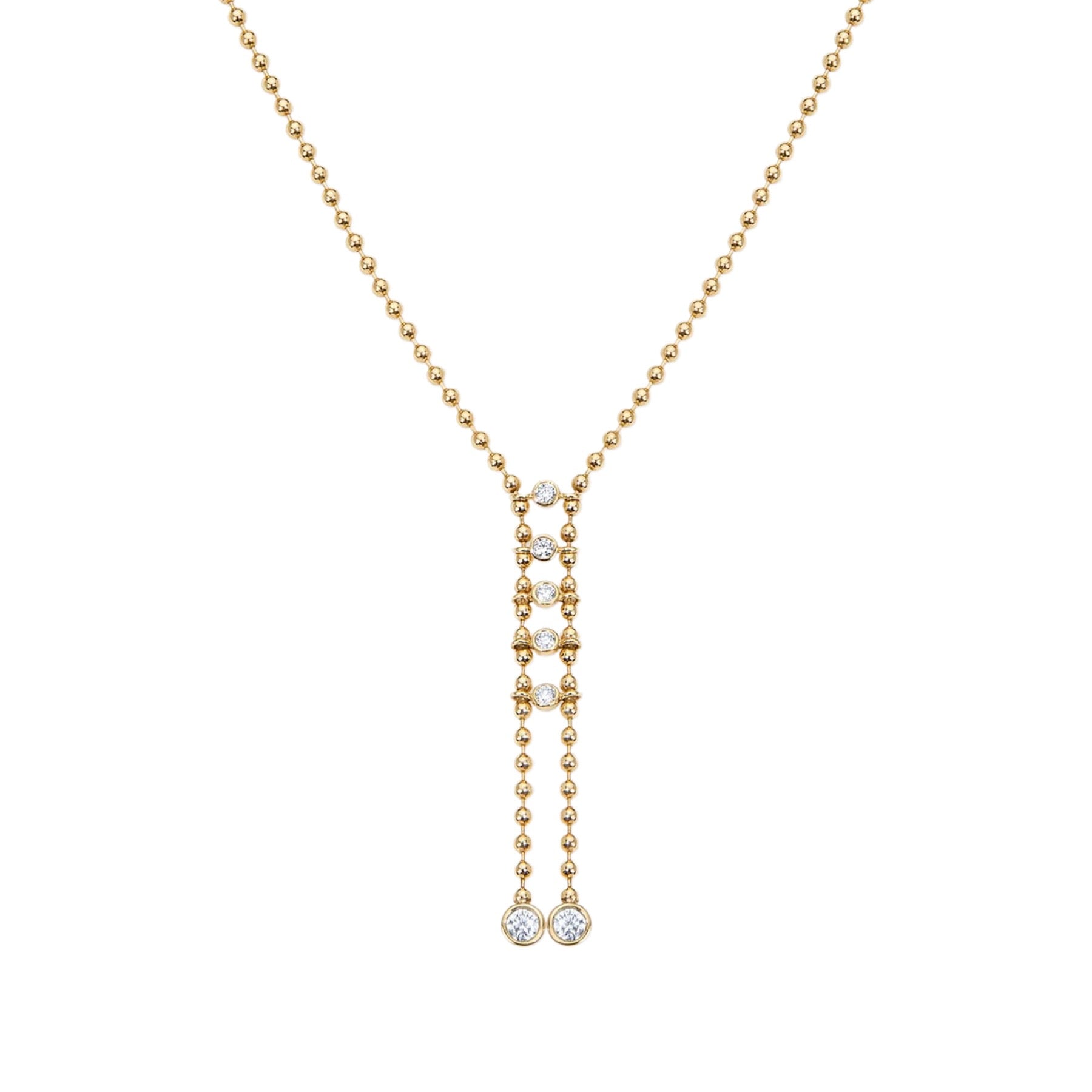 Luxury Titanium Steel Gold Bead Necklace | Y-Chain, Tassel, Pearl & Diamond | Everyday Versatile Gift