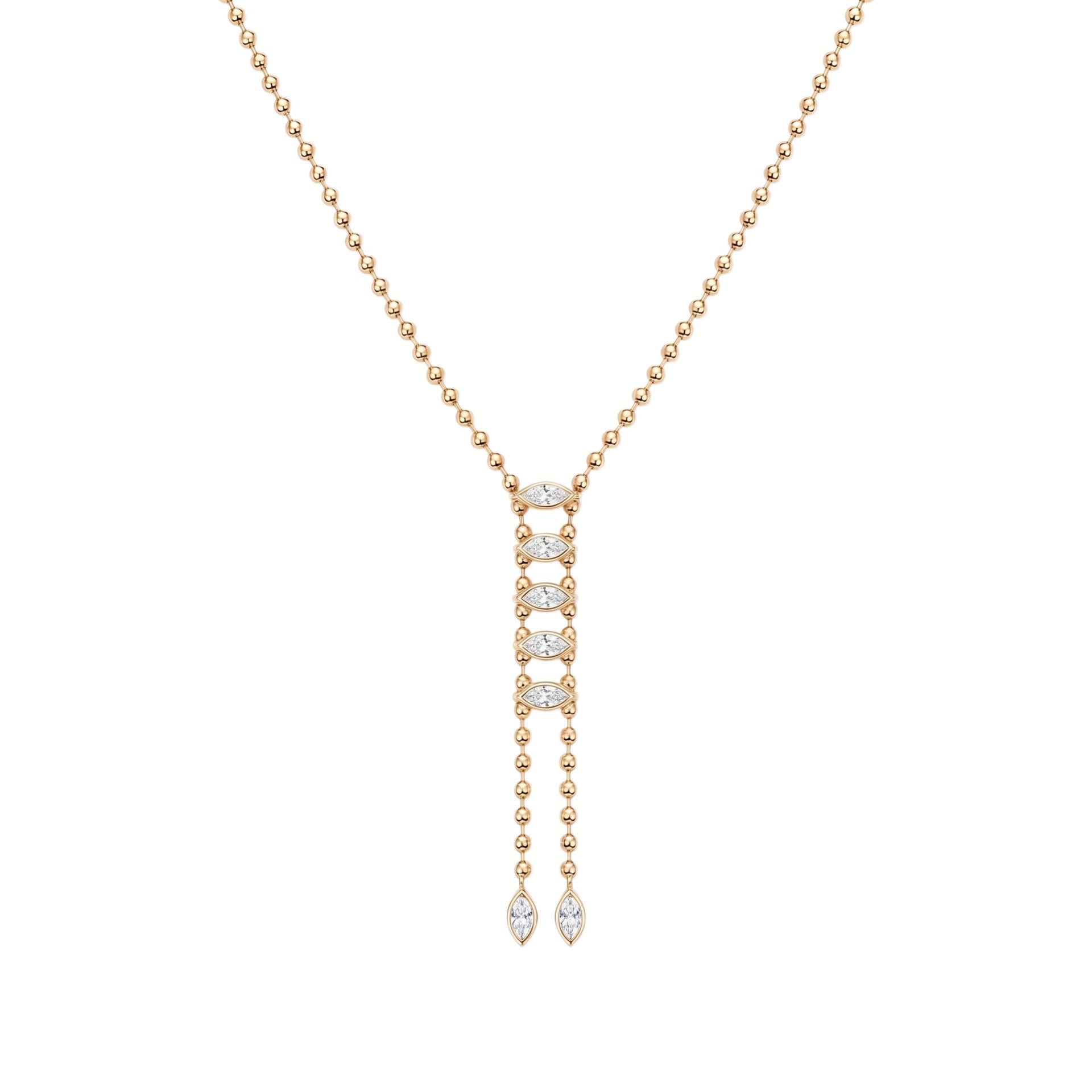 Luxury Titanium Steel Gold Bead Necklace | Y-Chain, Tassel, Pearl & Diamond | Everyday Versatile Gift