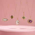 French Star & Moon Necklace | White Shell, Eight-Pointed Star, Olive Zircon & Evil Eye Multi-Style - UMI
