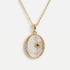 French Star & Moon Necklace | White Shell, Eight-Pointed Star, Olive Zircon & Evil Eye Multi-Style - UMI