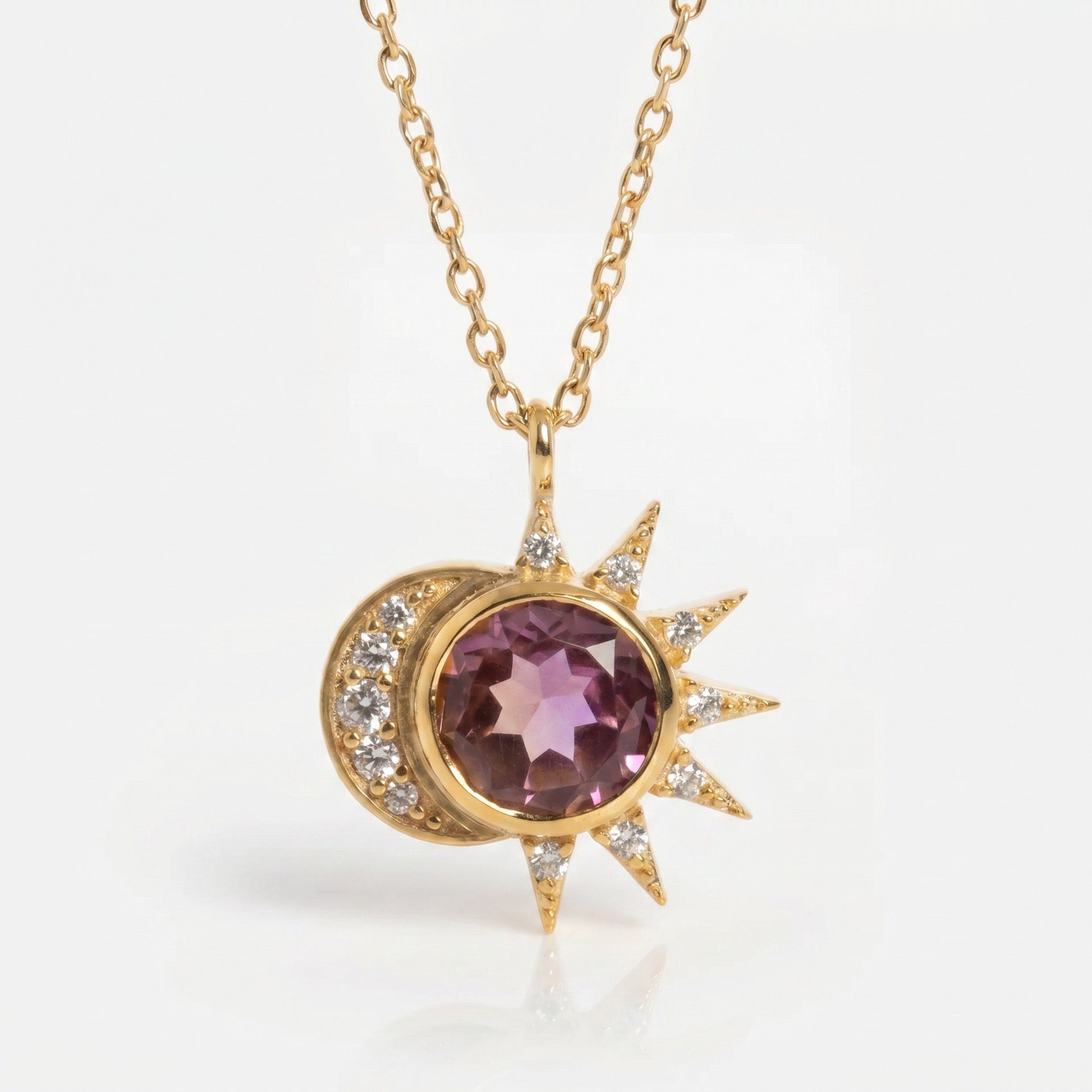 French Star & Moon Necklace | White Shell, Eight-Pointed Star, Olive Zircon & Evil Eye Multi-Style