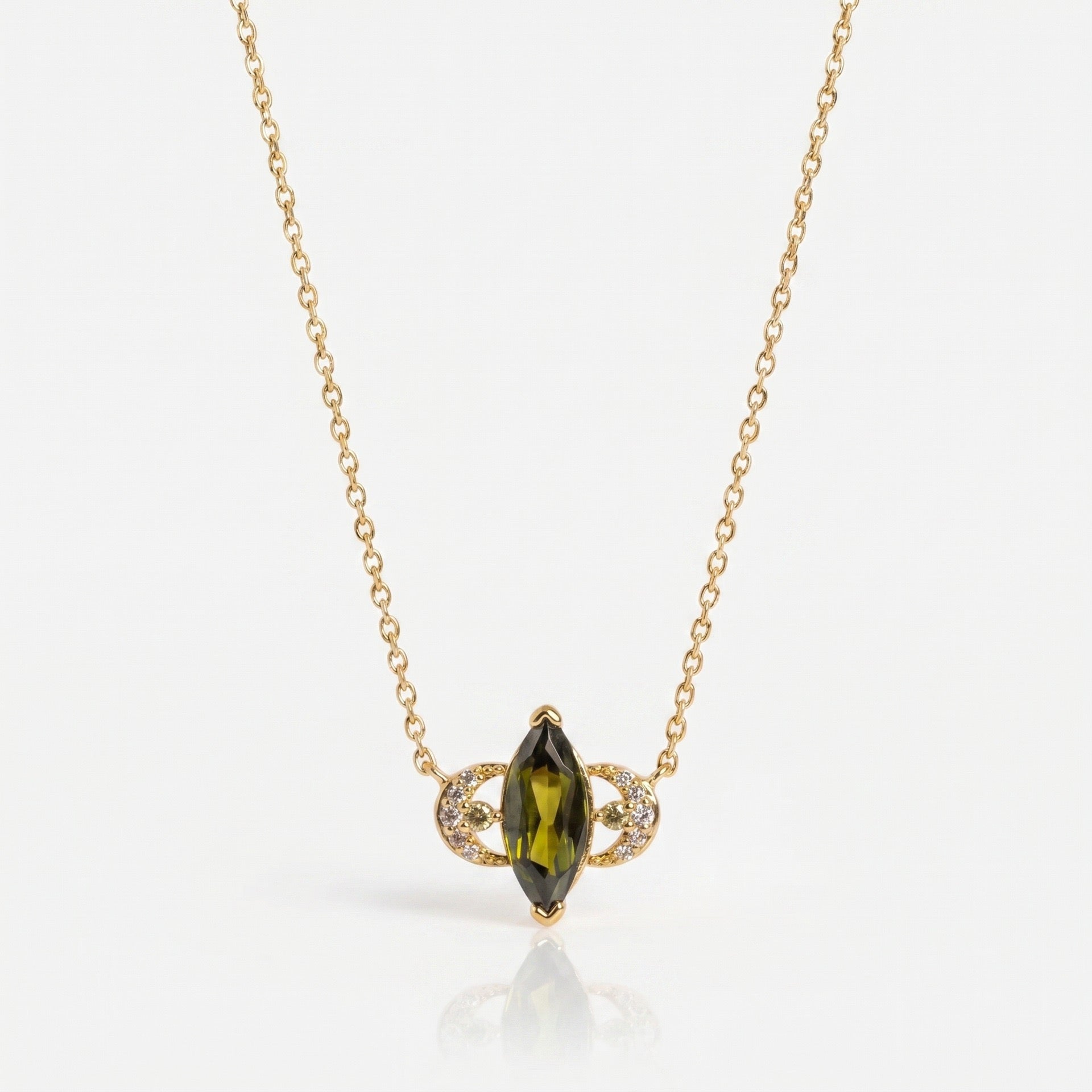 French Star & Moon Necklace | White Shell, Eight-Pointed Star, Olive Zircon & Evil Eye Multi-Style