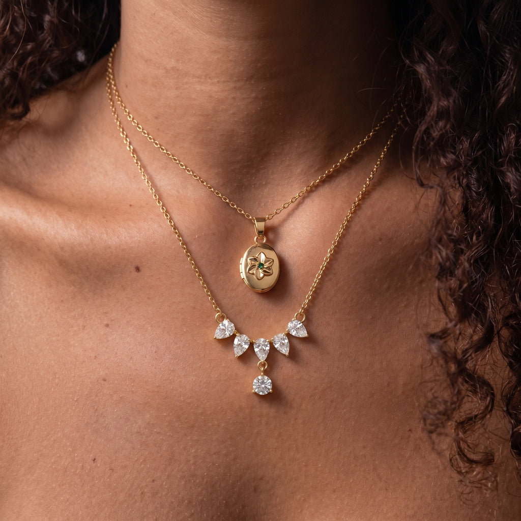 Luxury Multi-Layer Necklace | Baroque Pearl, Floral Bouquet & Heart Zircon | Everyday Versatile