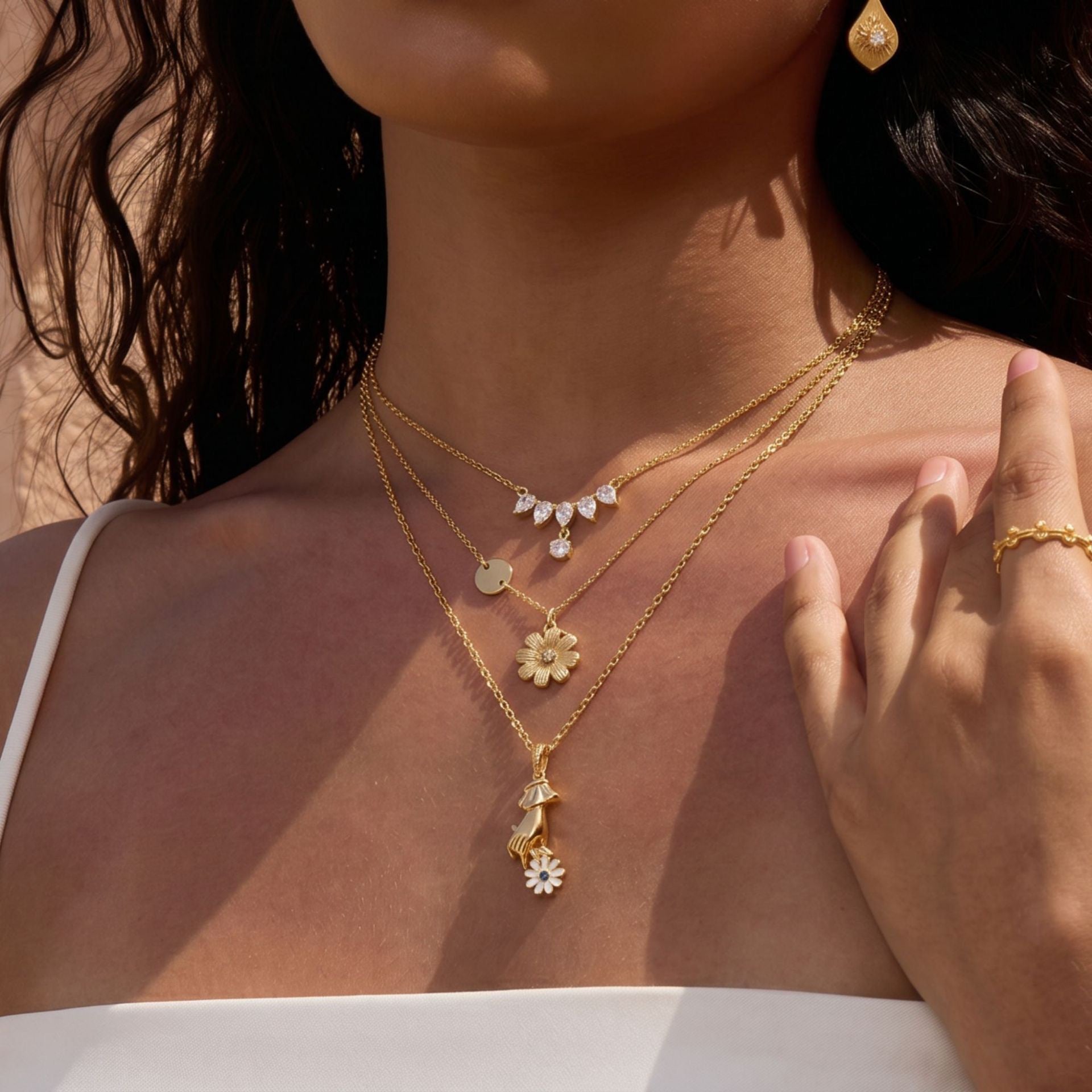 Luxury Multi-Layer Necklace | Baroque Pearl, Floral Bouquet & Heart Zircon | Everyday Versatile