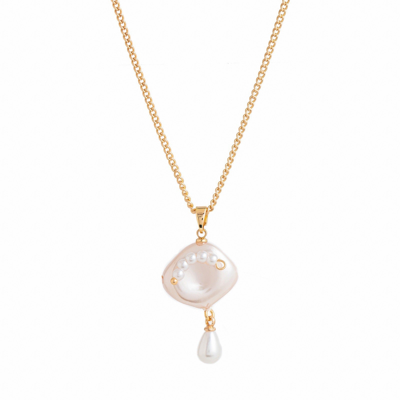 Luxury Multi-Layer Necklace | Baroque Pearl, Floral Bouquet & Heart Zircon | Everyday Versatile