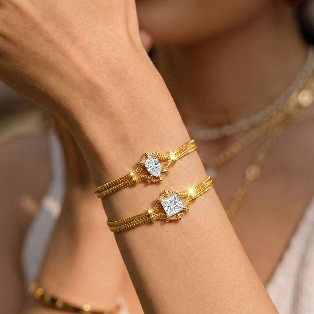 Macaron Colourful Braided Bracelet | Multi-Cut Zircon, Adjustable Clasp & Double Snake Chain | Minimalist Chic