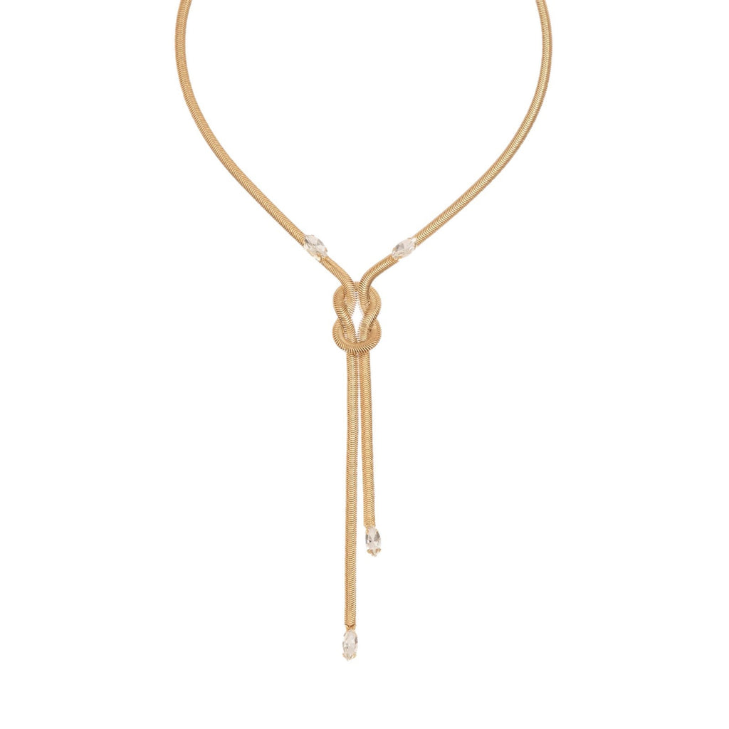 Luxury Titanium Steel Snake Bone Y-Chain Long Necklace with Geometric Pendant
