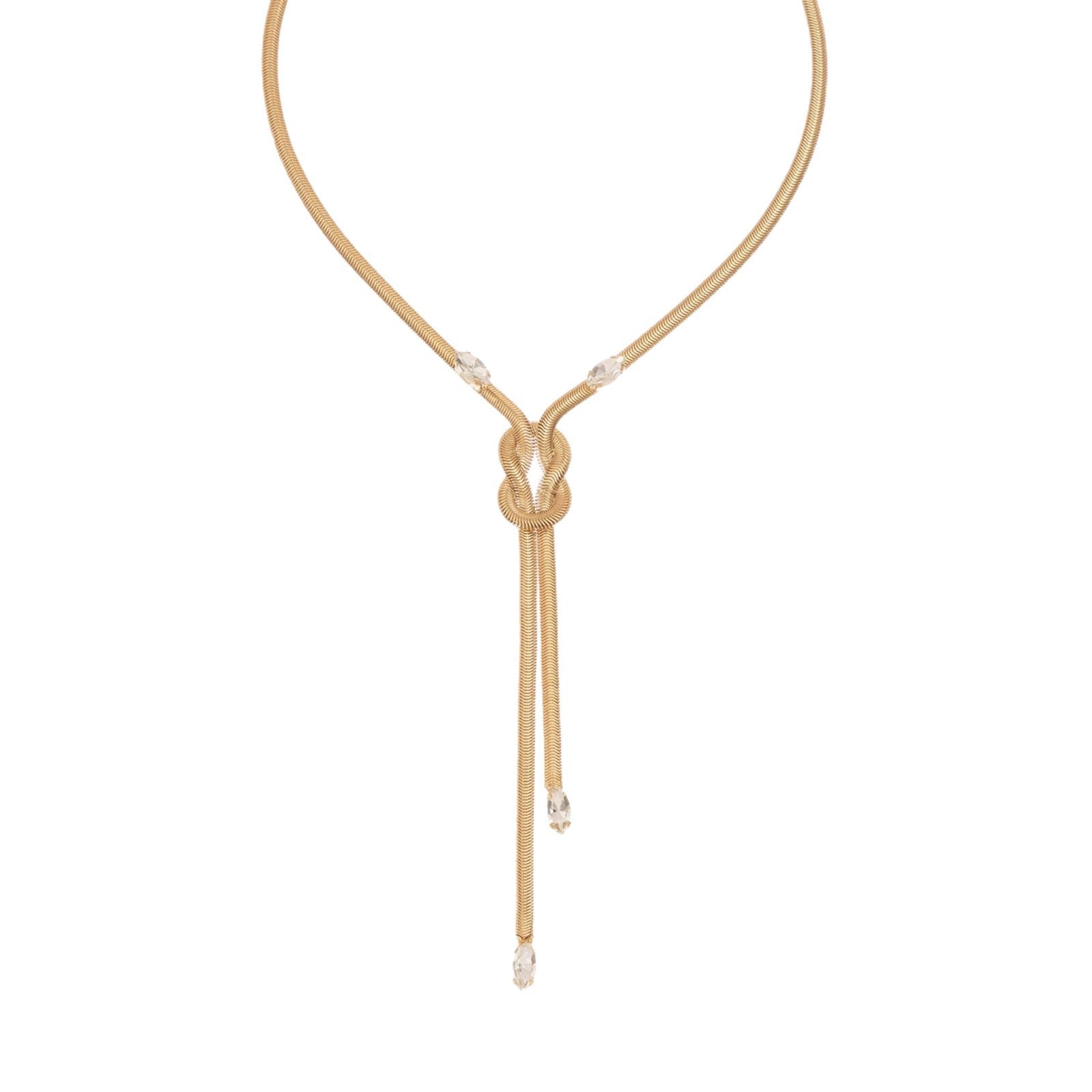 Luxury Titanium Steel Snake Bone Y-Chain Long Necklace with Geometric Pendant