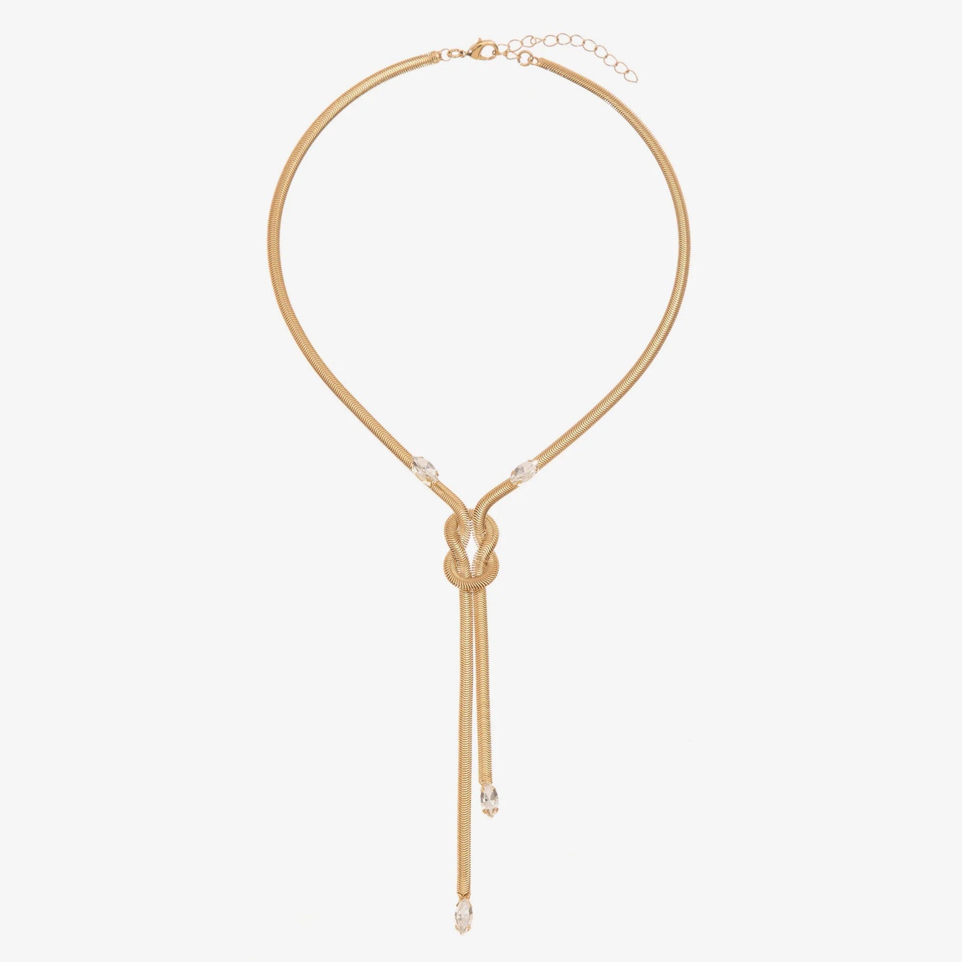 Luxury Titanium Steel Snake Bone Y-Chain Long Necklace with Geometric Pendant