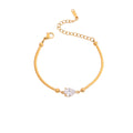 Bestselling Titanium Steel 18K Gold Bracelet | Teardrop & Marquise Zirconia Snake Bone Chain